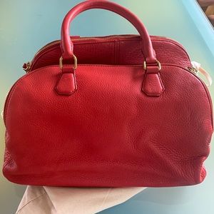 J. Crew red leather Bienniel satchel / purse